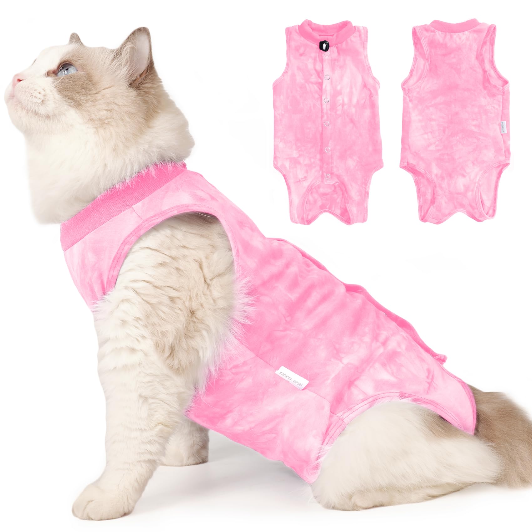 Cat Recovery Suit for Male and Female Surgical Post Surgery Soft Cone Onesie Tie Dye Cats Shirt Clothes Neuter Licking Protective Diapers Outfit Cover