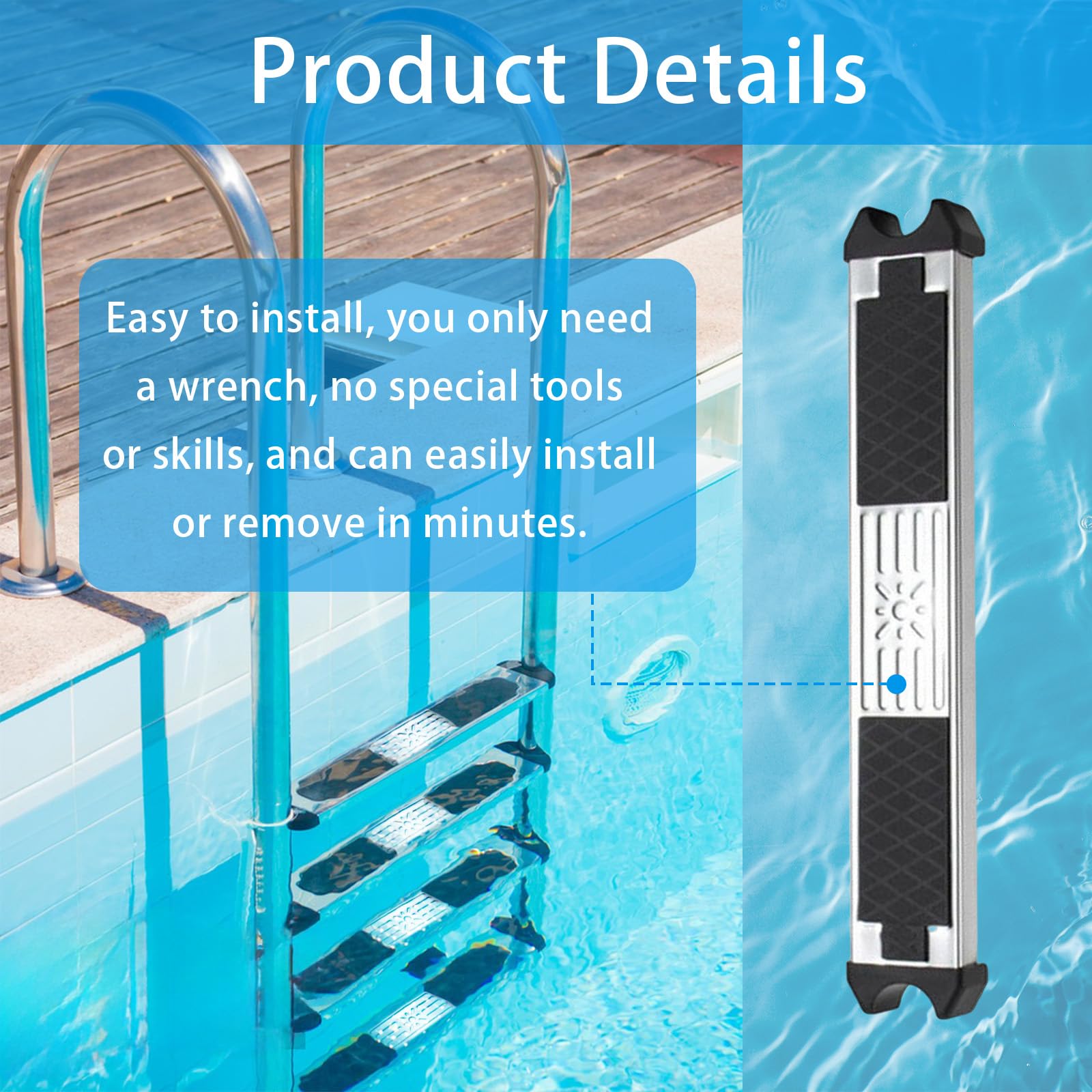Marches D'échelle Piscine Antidérapante en Acier Inoxydable, 2 Pièces Pédale échelle Piscine Accessoires