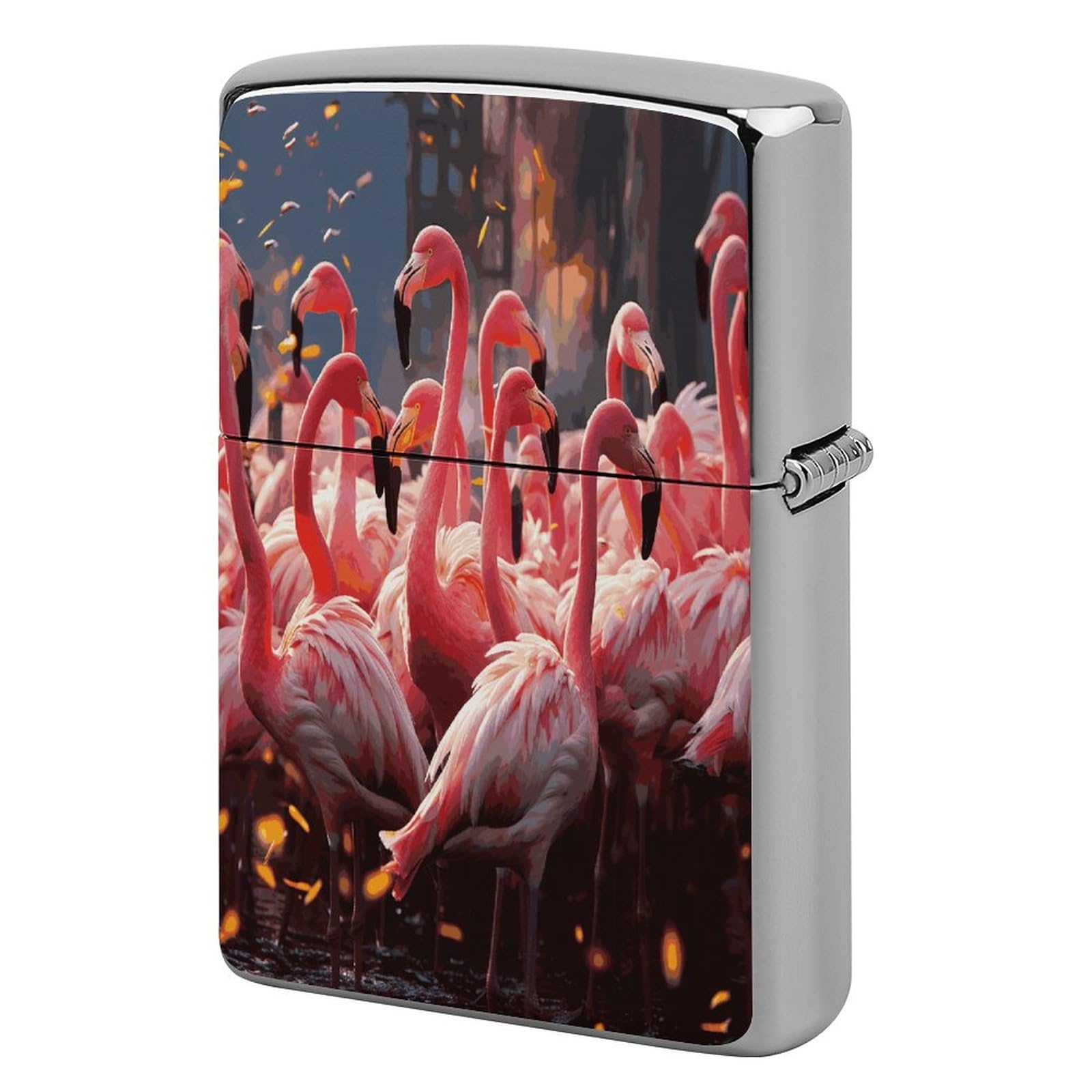 Fodpand Style Flamingos Partying Metal Lighter Case Cover Lighter Sleeve