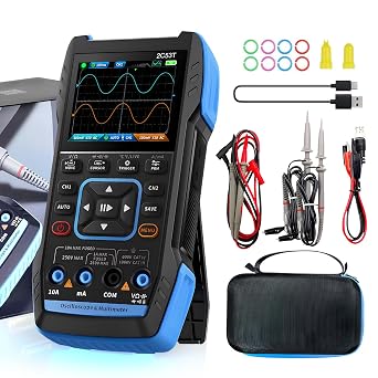 Handheld Oscilloscope 3in1 Upgrade 2C53T Digital Oscilloscope/Multimeter/DDS Generator with Double Channel, 250MS/s Sampling Rate, 50MHz Bandwidth, 19999 Counts, Voltage, Current, Capacitor, Resistor