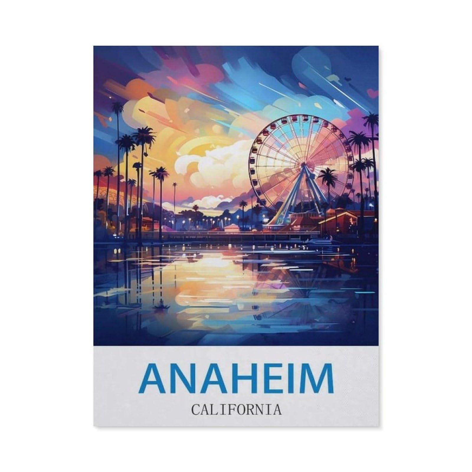BEAYODKP 5D DIY Diamond Painting kit，Anaheim California，Round Resin Diamond Cross Stitch, Home Decoration Gift（30 x 40 cm/11.81 x 15.74 inches）-CK79