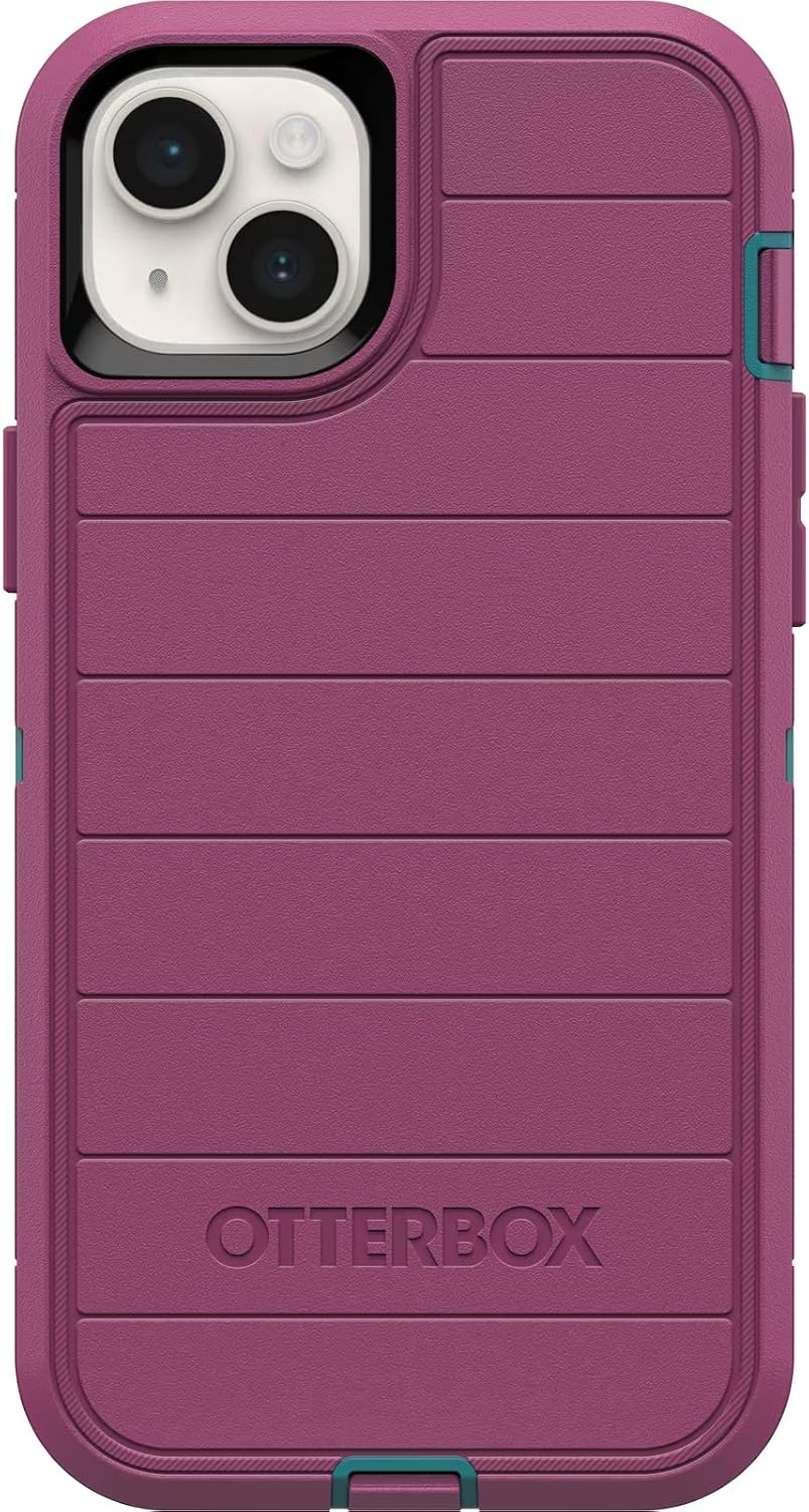OtterBox iPhone 15 Plus and iPhone 14 Plus Defender Series Pro Case - Canyon Sun (Pink), screenless, Rugged & Durable, with Port Protection, Includes Holster Clip Kickstand