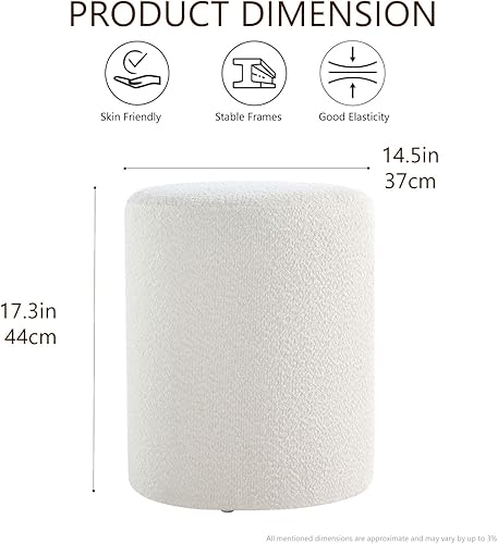 Miniatura 2 de Get Set Style Modern Round Ottoman with Soft Padded Seat, Multifunctional Vanity Stool for Makeup, Upholstered Footrest Stool Ottoman Foot Stool for