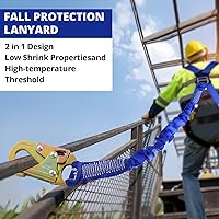 Vista 5 de TRSMIMA Arnés de seguridad para protección contra caídas, kit de arnés de techo de construcción de cuerpo completo, cordón de 6 pies ANSI