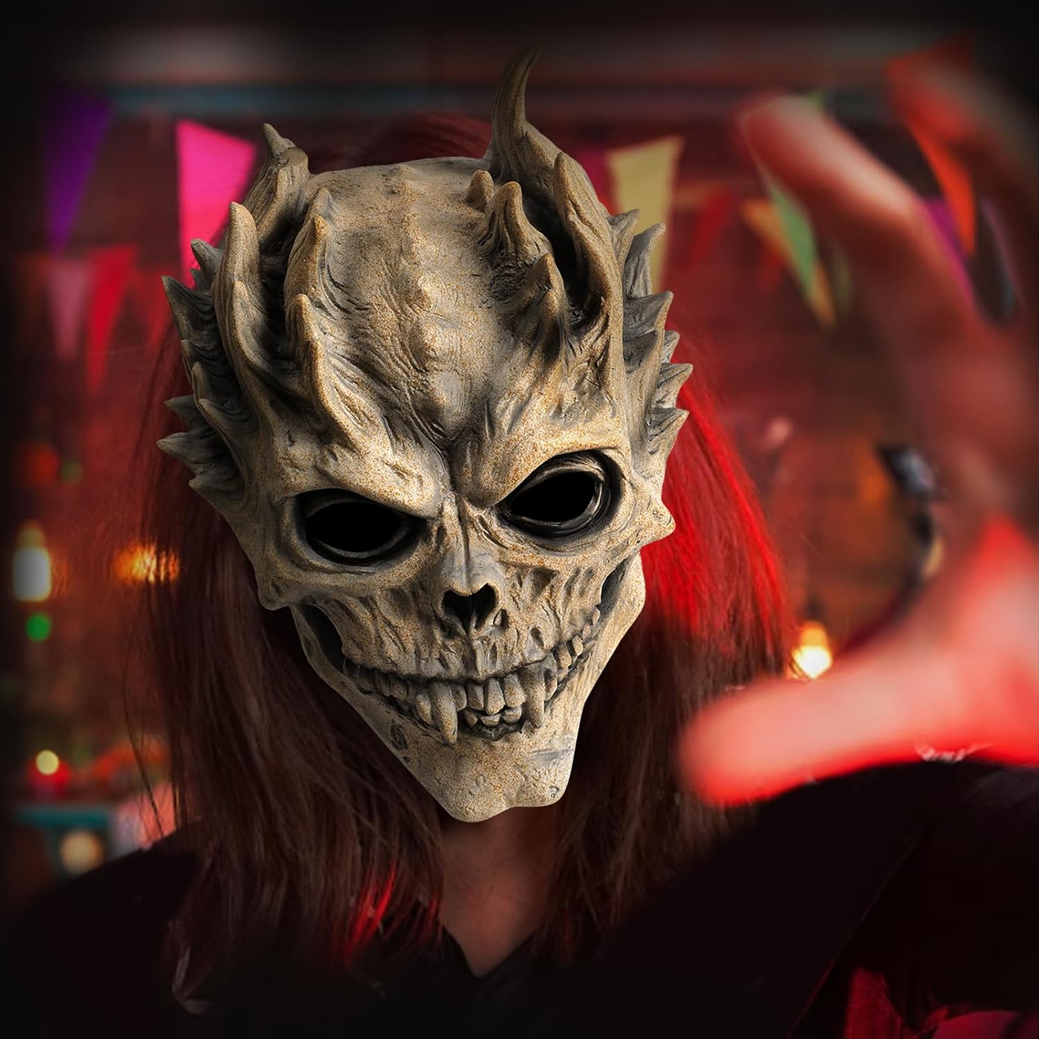 Skull Mask Halloween Scary Skeleton Mask Full Head Demon Masks Scary Masks for Adults Cosplay Latex Props