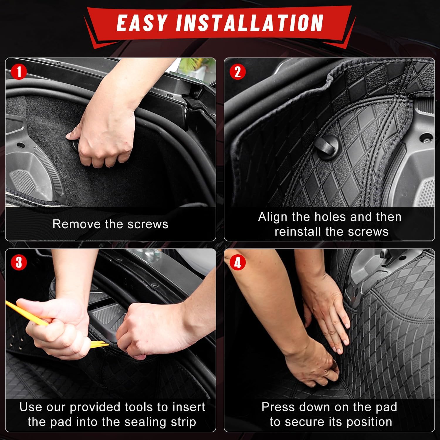 Rear Trunk Cargo Mat Liners,Binding Carpeted Full Size Mat fit for Corvette C8 Stingray Coupe 2020-2024,All Around Top Edge Protector Cover,Rear Storage Compartment Cargo Mat