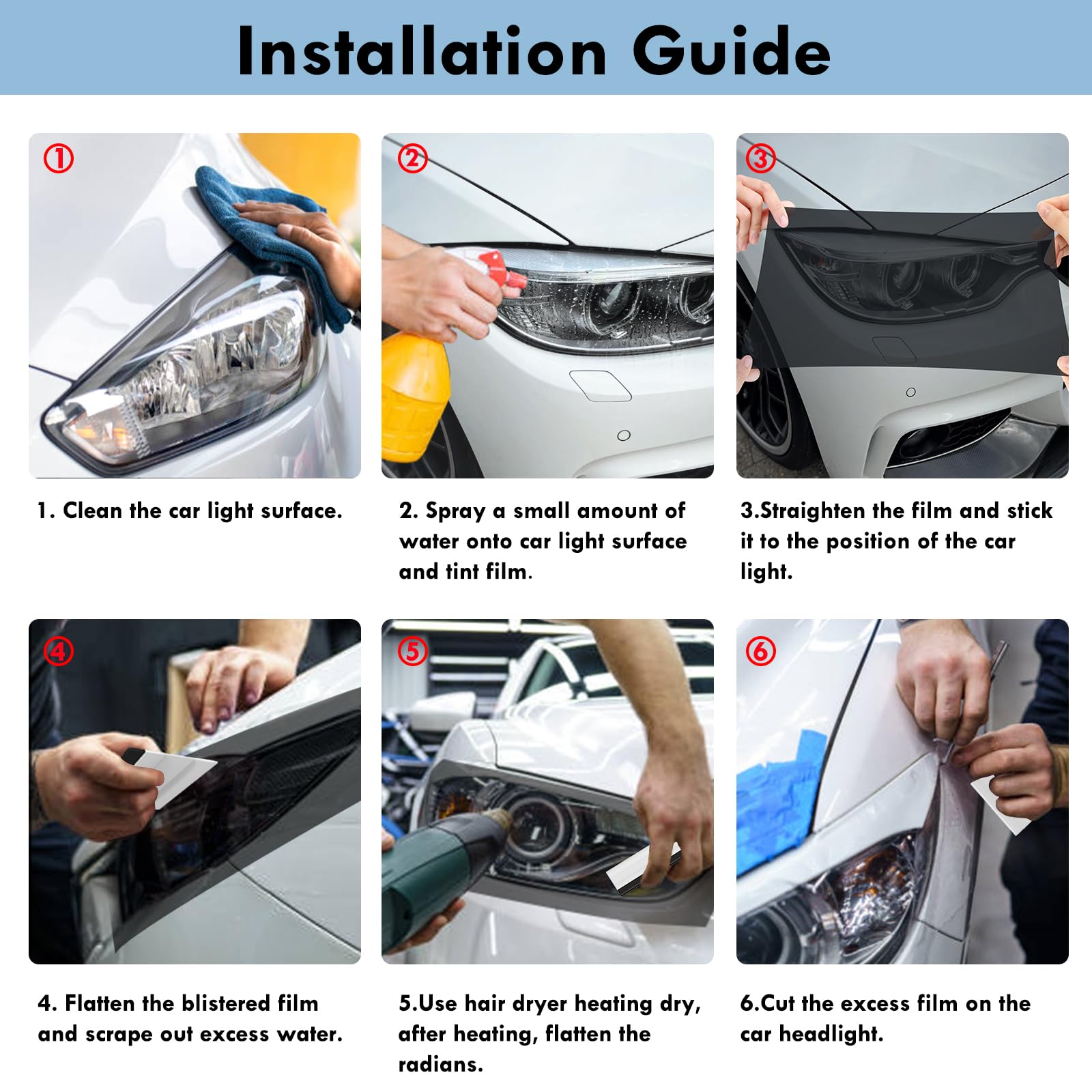 12" x 10ft Headlight Taillight Tint Film,Light Grey Car Light Self-Adhesive Film,Car Light Protector Film, Cover Tint Film for Cars, Trucks, SUVs: 16" X 10ft Light Grey