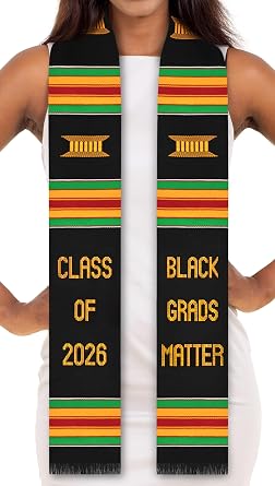 ADVANSYNC Black Grads Matter 2026 Authentic Handwoven Kente Cloth Graduation Stole