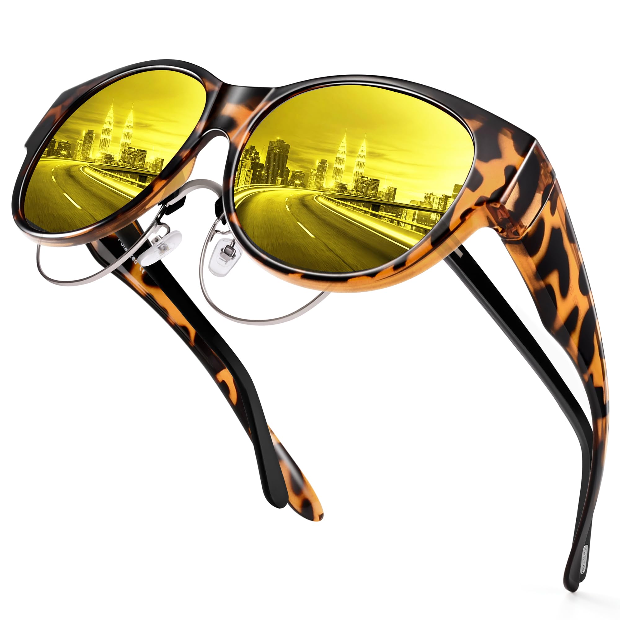 URUMQI Night Vision Driving Glasses Fit Over Eyeglasses