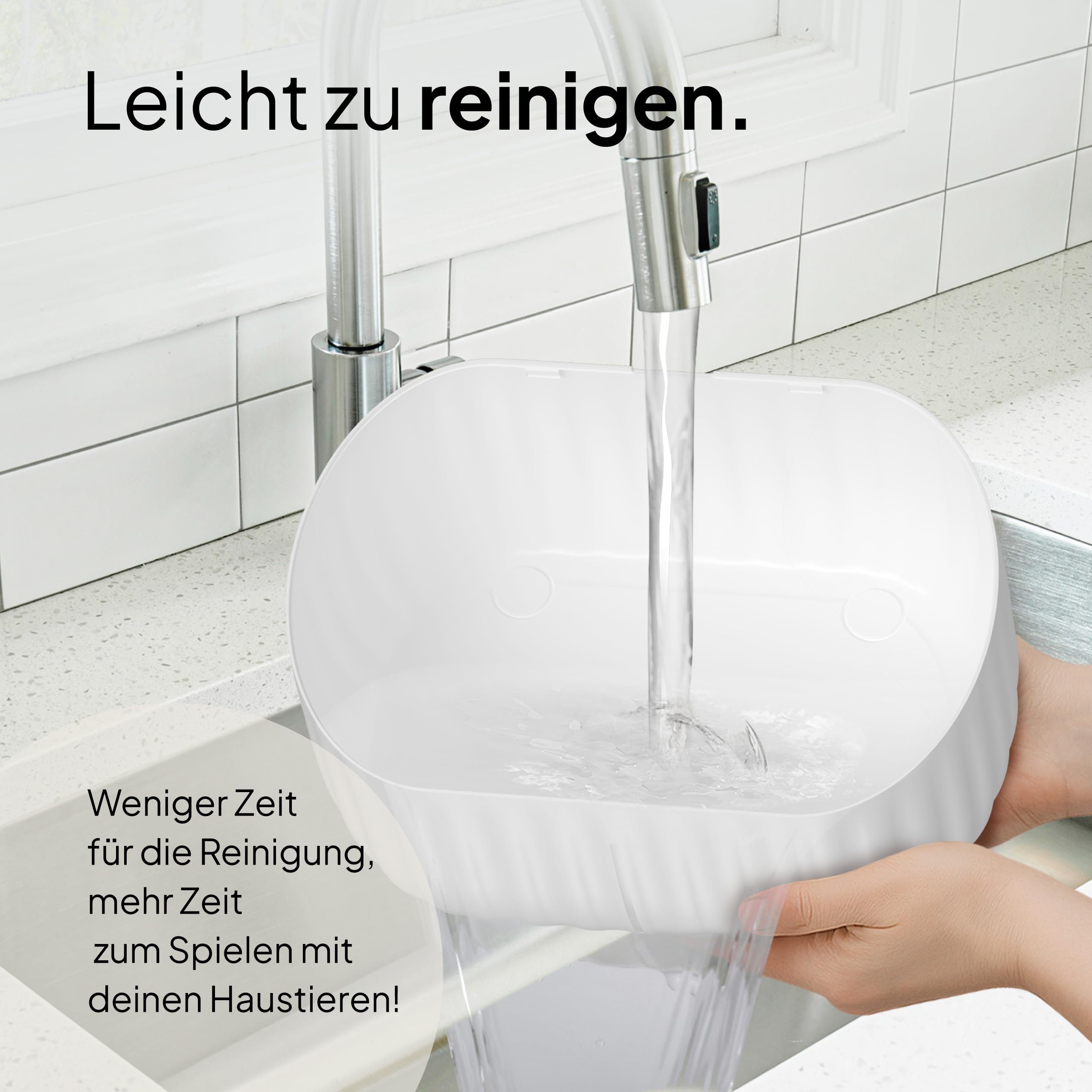 Pretty Paw Kabelloser Katzentrinkbrunnen mit Bewegungssensor, 3L – Sehr leise, Akku-Betrieb mit 3 Modi – Pure Flow Max