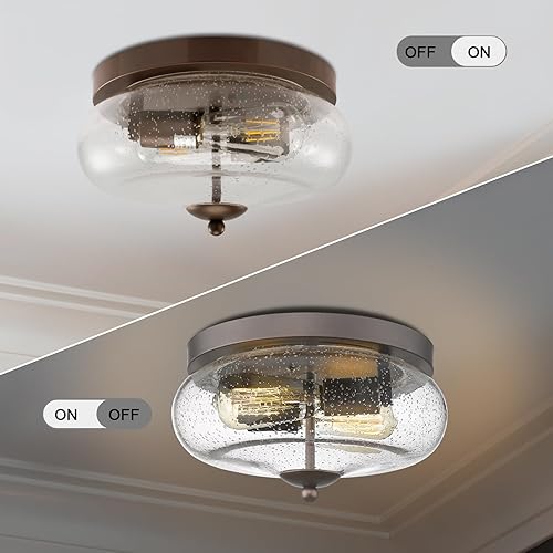 Miniatura 2 de Lámparas de techo de granja, lámpara de techo empotrada para interiores y exteriores, con pantalla de vidrio semillado para pasillo, cocina,