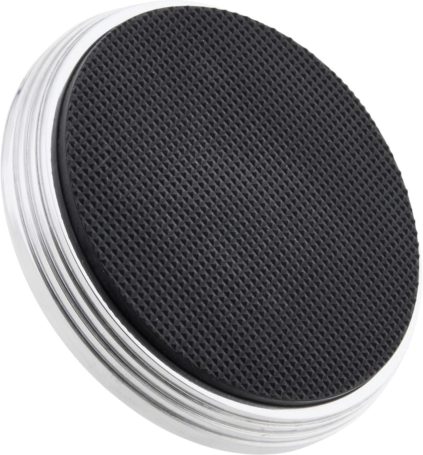 Speedway Motors Polished Aluminum Brake Pedal Pad with Round Rubber Insert, 3 Inch Diameter Universal Pedal Cover with M12-1.75 Stud Mount, .50 Inch Thick
