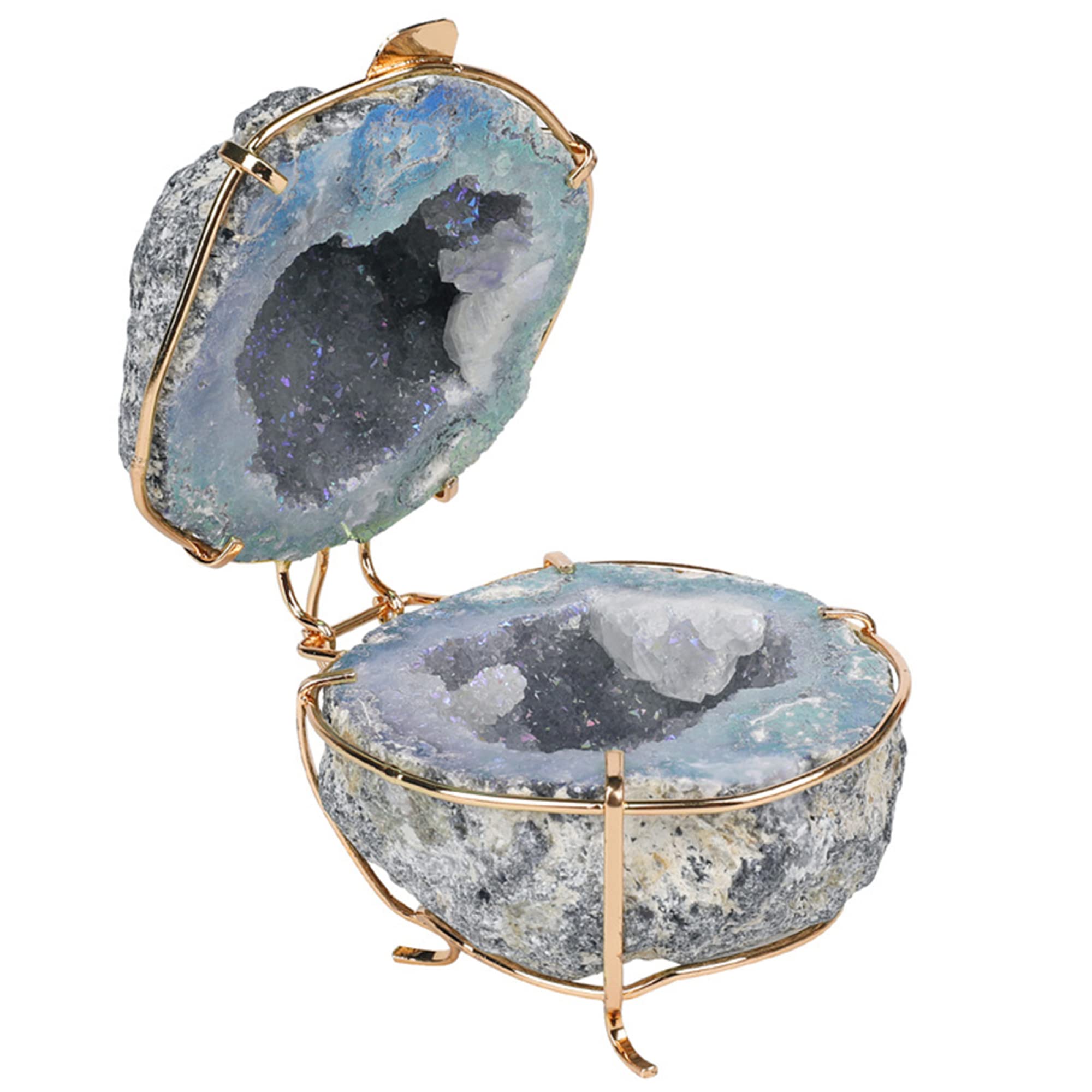 Caja de anillo de geoda de cristal, joyero de cuarzo natural para compromiso, propuesta y recuerdos, regalo único para ella