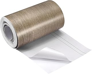uxcell Wood Grain Tape, 5.91" x16 Ft Wall Paper Border Sticker Self-Adhesive Wood Grain Repair Patch with Scraper for Wall Corner Table Door Sofa Furniture Home Decor (Grey)