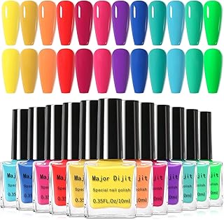 DouborQ 12 Color Nail Polish Set Neno Air Dry 12 Bright Colors 0.35oz Re...