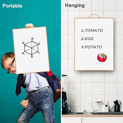 Miniatura 3 de Pizarra pequeña de borrado en seco, pizarra blanca portátil de 16 x 12 pulgadas, pizarra blanca colgante de doble cara para pared, mini pizarra