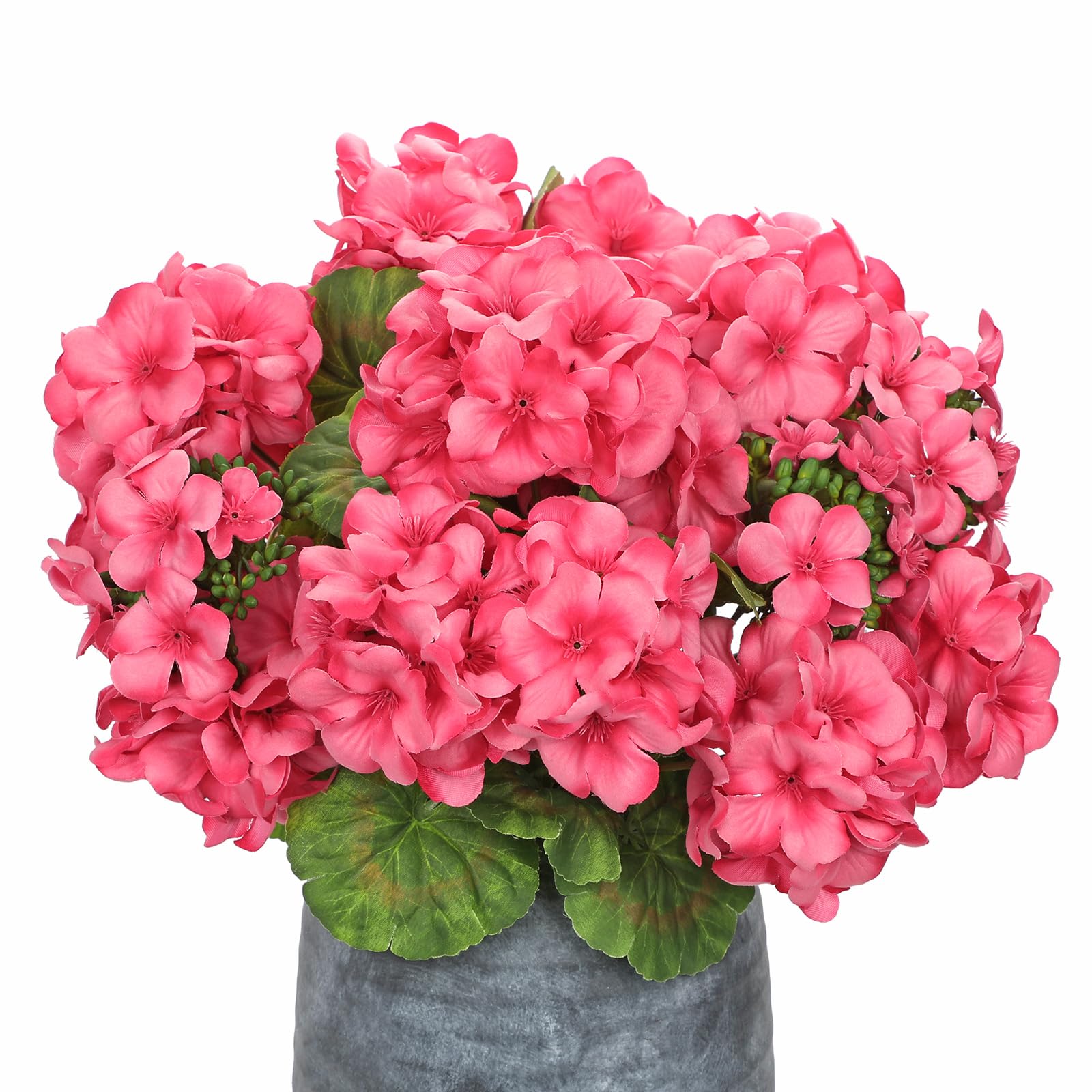 Briful Artificial Geraniums for Outdoor, Realistic Silk Flowers Plants, Weather-Resistant, Faux Floral Arrangements, Pink Fake Geraniums Bushes for Windowbox Garden Home Decor, Pack of 3