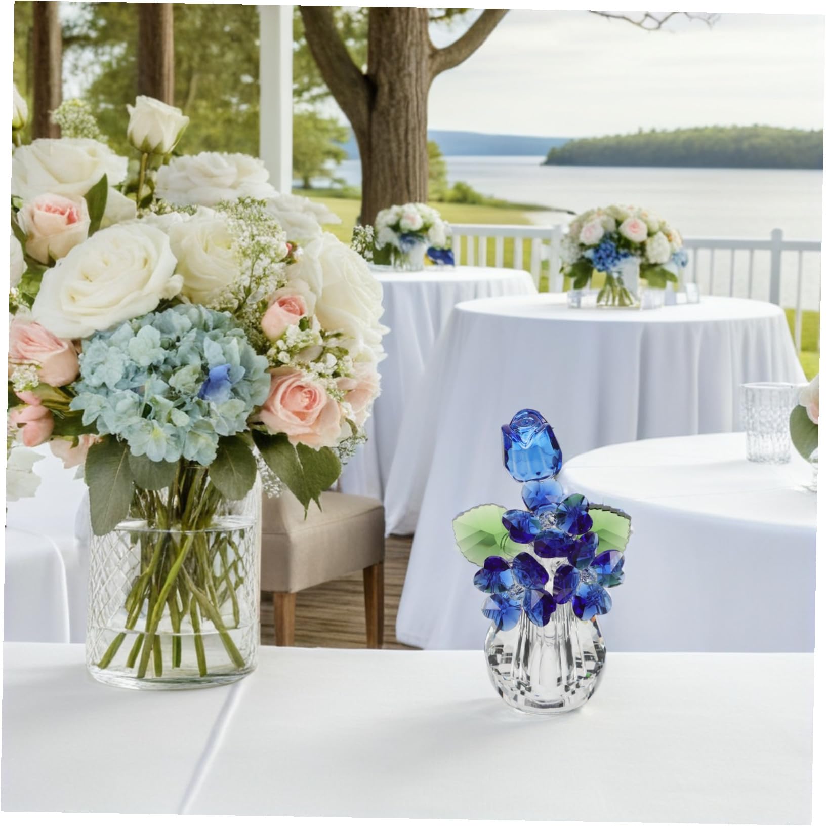 Figura de Cristal Rosa Elegante con Acabado Seguro y Reflectante para Decoración de Bodas y Centros de Mesa, Obsequio Adecuado para Aniversario y San Valentín