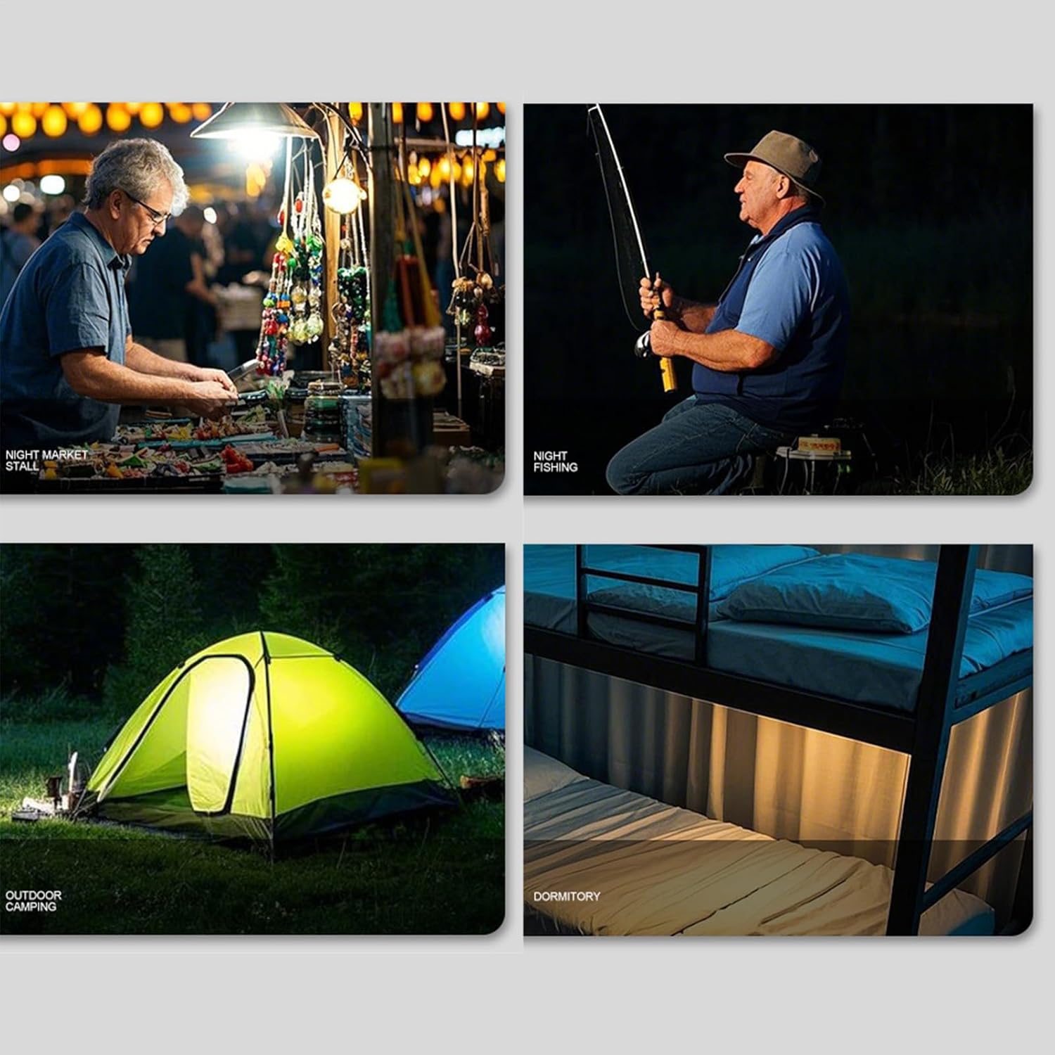 Rechargeable Camping Fan - Camping Fan with Light, Battery Operated Camping Fans, 3 Speed Waterproof Fans with Hanging Hook, Po Cooling