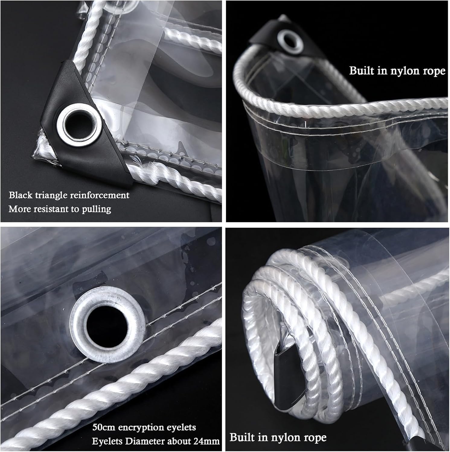 Outdoor Vinyl Curtain PVC Plastic Tarp Sheet Cover Waterproof & Tear Proof 0.35mm Heavy Duty Transparent Tarpaulin for Garden, Porch, Gazebos, Balcony Panel Curtains(1.4x2m)