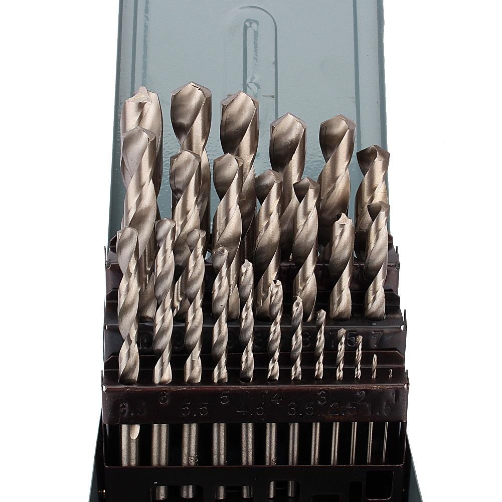 Set punte trapano in metallo, Punte Metallo Rettificate HSS 1-13mm, 25 pz. Set punte trapano con punta elicoidale, scatola, qualità professionale