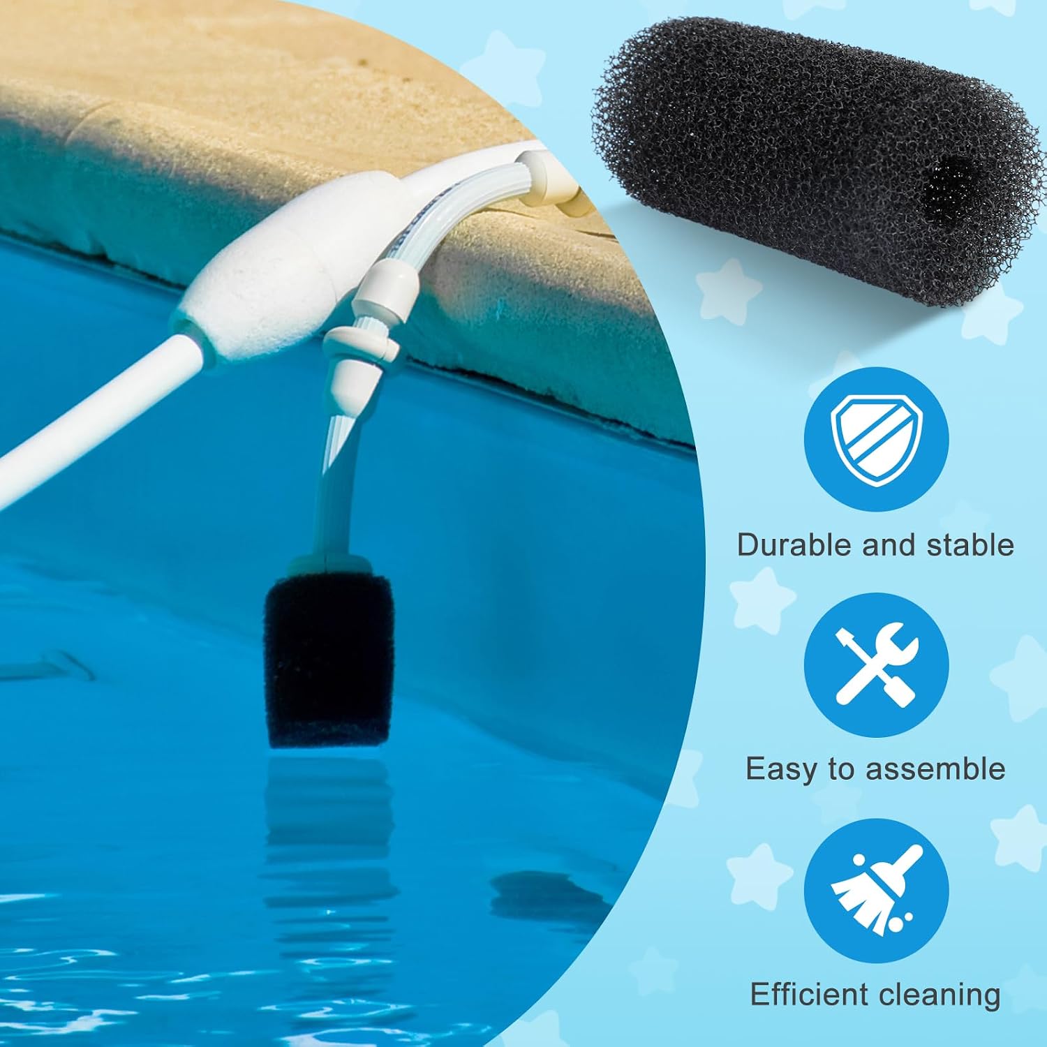 30PCS Sweep Hose Tail Scrubber Replacement Black Sponges Pool Cleaner Part Hose Tail Foam Scrubber Sweep Attachment Easy Clean Fits Polaris Pool Cleaner Part Sport 180 280 360 380 3900 image 5