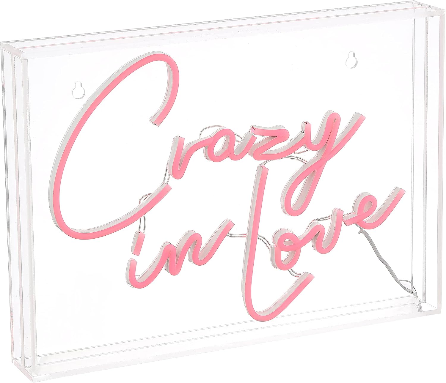 JONATHAN Y 14" x 10" Red "Crazy In Love" LED Neon Light, USB Operated, Red, 22 Lumens, Acrylic Box Non-Dimmable Sign for Bedroom, Dorm, Nursery NEN1012A