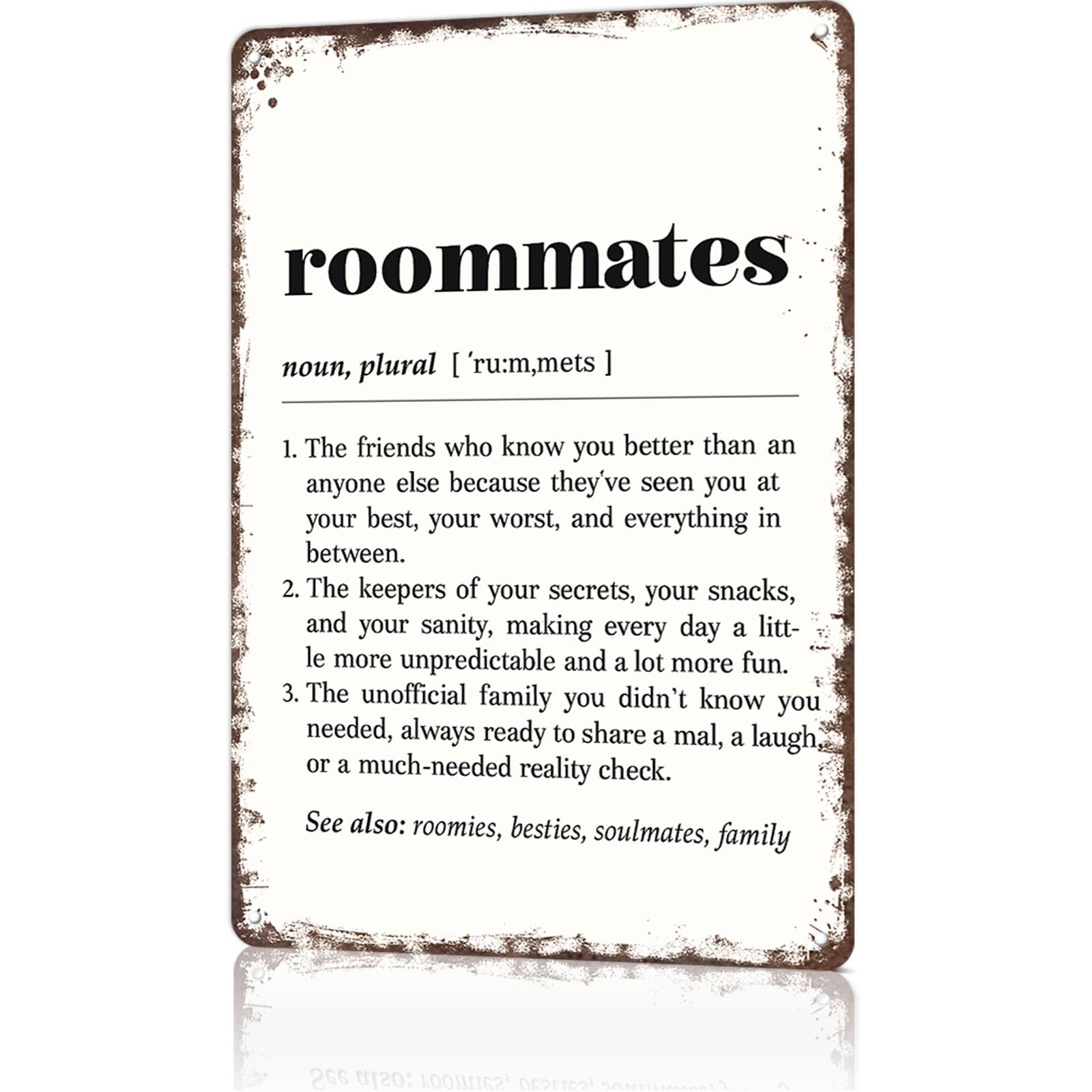 KWQDOZF Funny Metal Signs Poster 8x12inch Roommates Aluminum Sign Wall Art For Home Room Bedroom Office Decor
