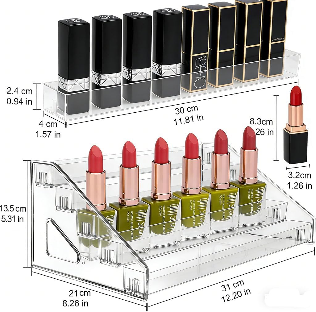 12 Inchs Acrylic Tiered Display Stand 5 tier Acrylic Riser Display Shelf Stands for Card Bookmark Greeting Sticker Postcard