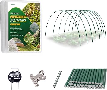 Garden Hoops and Netting Bundle kit, 40pcs Row Cover Hoops with 10x33ft Fine Mesh Netting