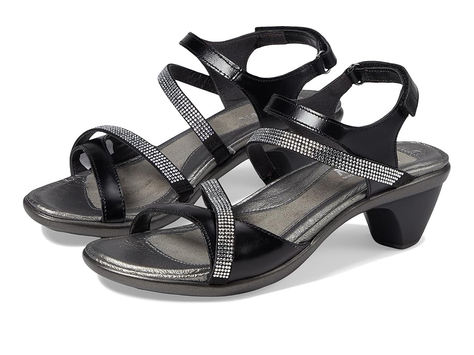 Naot Innovate Women's Shoes Black Madras Leather/Black Microfiber/Clear Rhinestones : EU 39 (US Women's 8) M