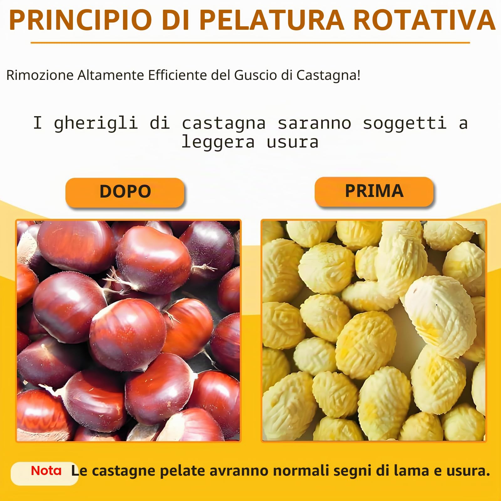 Pelapatate automatico professionale per castagne,pelapatate elettrico da 220V,lama in acciaio inossidabile,alta efficienza senza danneggiare le castagne per sbucciare rapidamente le castagne 12knives