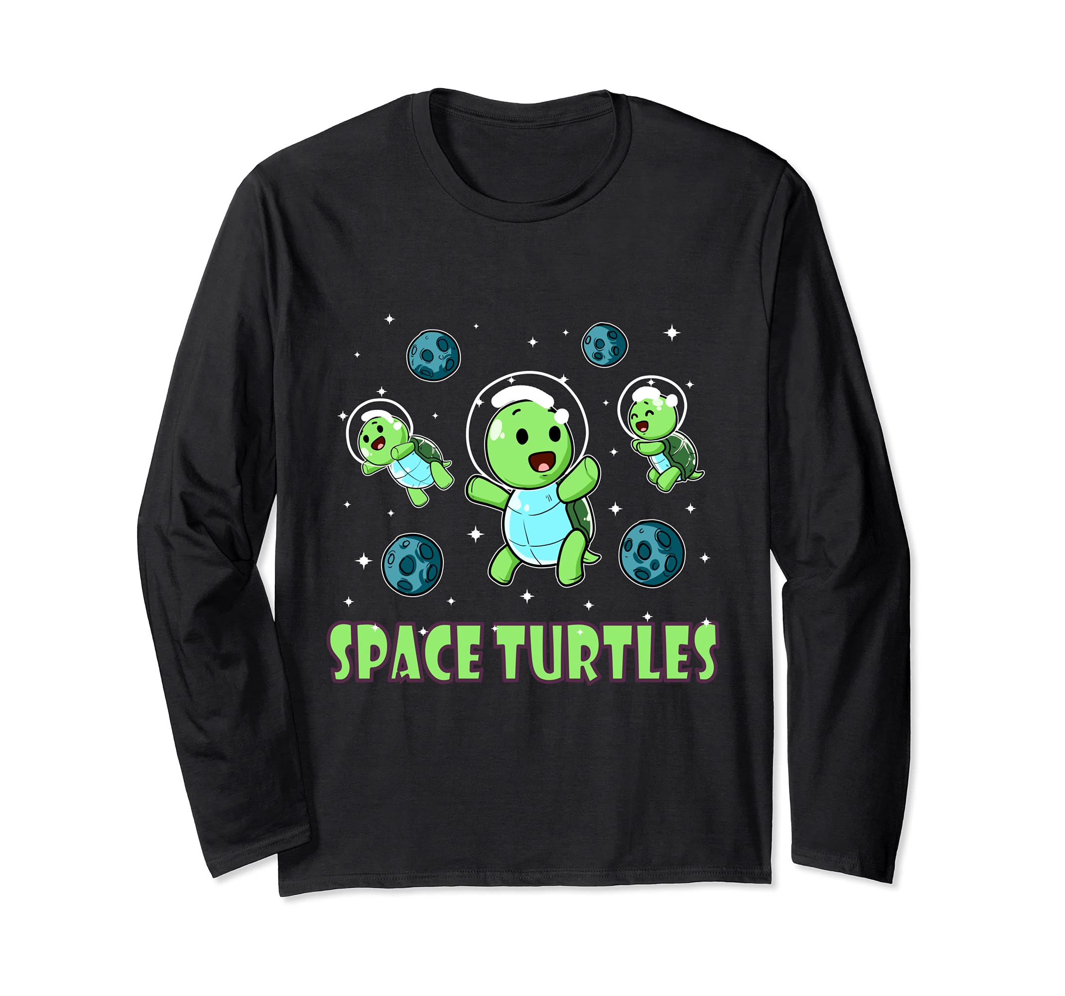 Cute Space Turtles Astronaut Reptile Spaceman Turtle Long Sleeve T-Shirt, Black