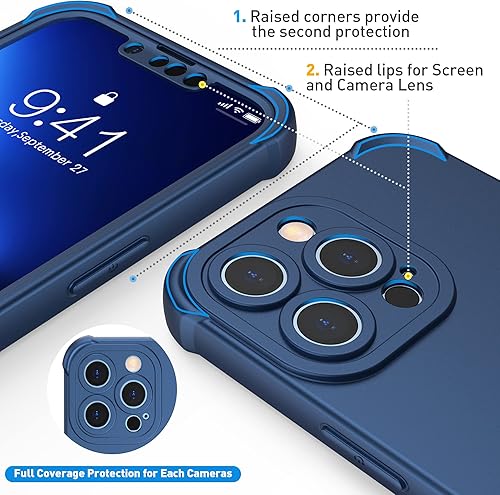 Miniatura 3 de ORETECH Funda para iPhone 13 Pro Max, con 2 protectores de pantalla prueba de caídas de grado militar de 15 pies protección de cámara 360 a prueba