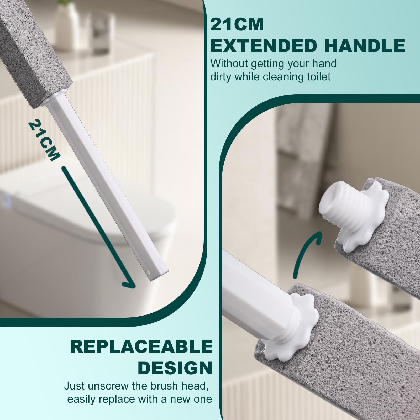 Pietra Pomice per WC con 2 Maniglie Estese - Cleaning Block per Ceramica, Detergente per Pulire Macchie Bagno