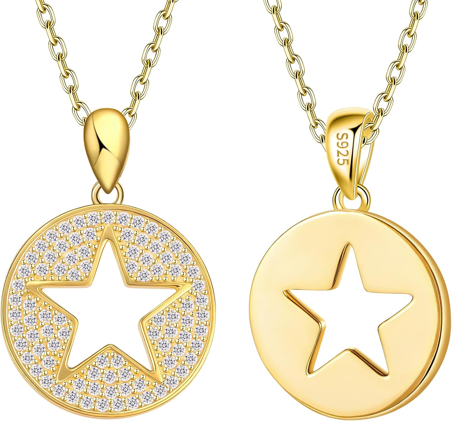 Cross Necklace for Women 925 Sterling Silver, Cubic Zirconia Crucifix Pendant Choker Double Sided Wear, Dainty Charm Chain Jewelry Gift for Mom Wife