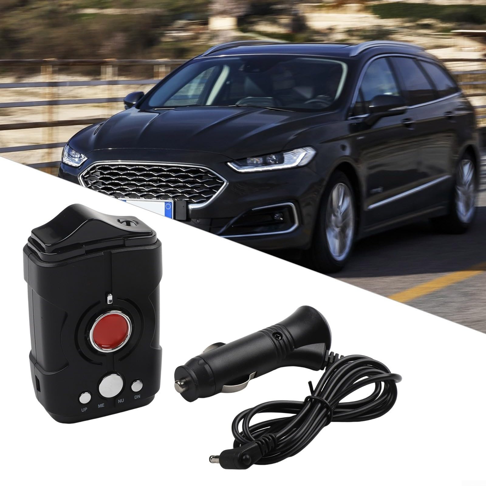 360° Avertisseur de radar avec message vocal, chien électronique pour mesurer la vitesse et la détection de flash, compact 12 x 7,5 x 6,5 cm, ABS, pour voiture camion 12 V, noir