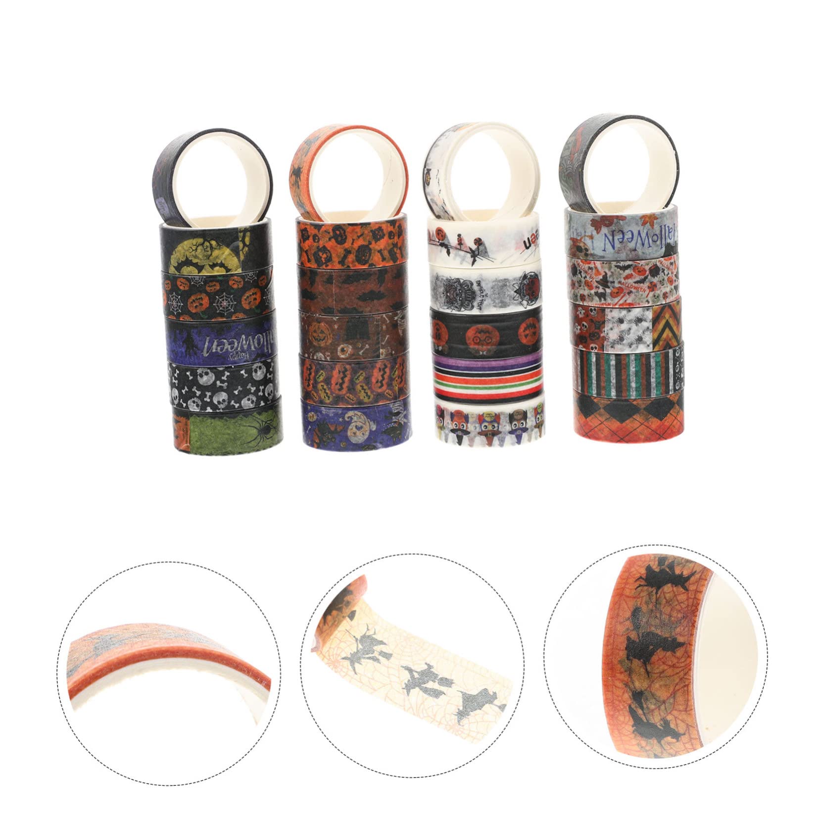 TEHAUX 72piezas Cintas Washi Decorativas De Halloween De Diseño Temático para Manualidades y Decoración De Fiestas Accesorios Creativos para Scrapbooking y Proyectos
