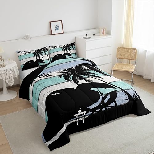 Miniatura 9 de Juego de ropa de cama de peces de lubina, tamaño matrimonial, juego de edredón retro de pesca de lucio grande, edredón rústico de plumón de granja,