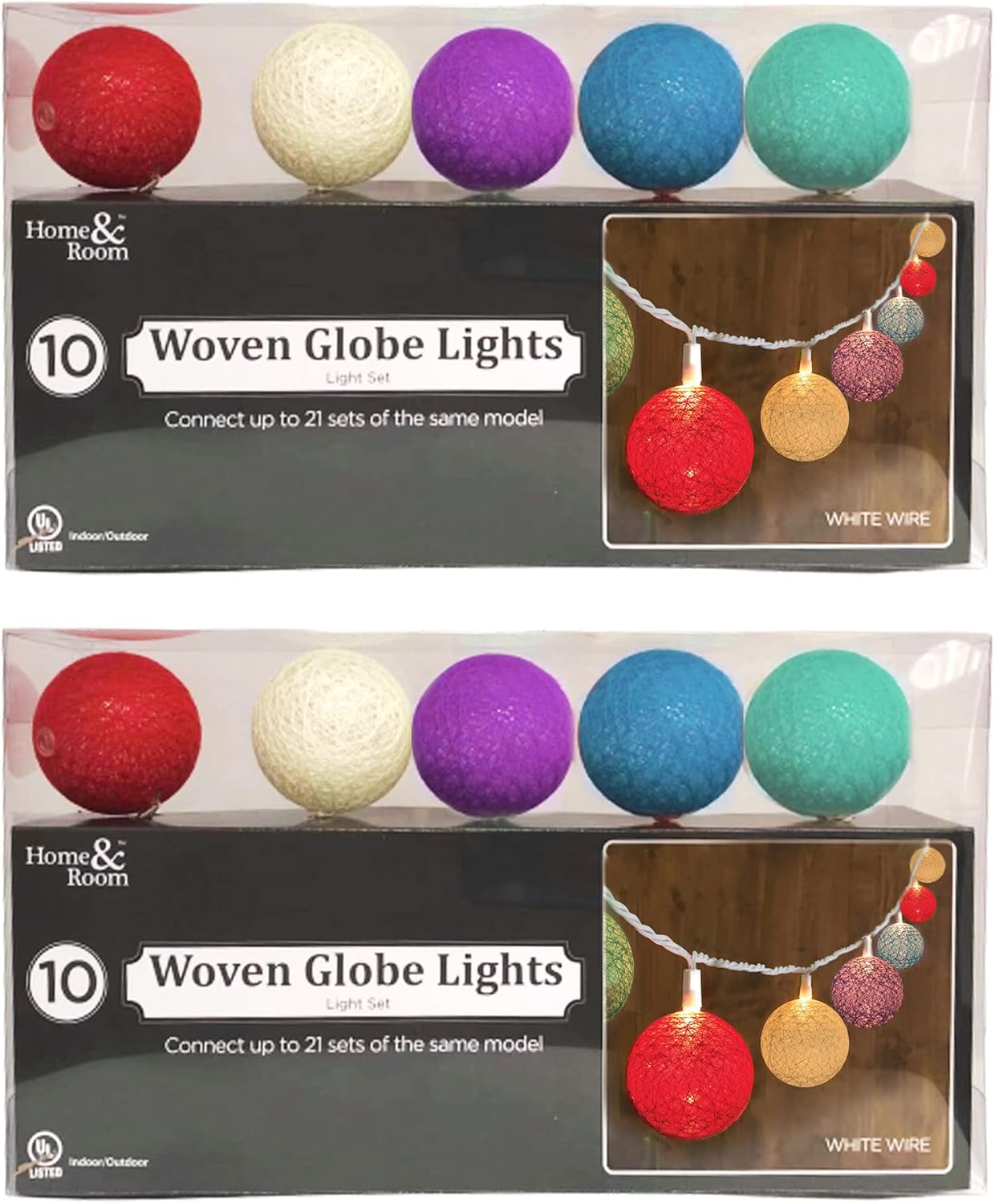 Brite Star 10 Lt Yarn Ball Light Set, RED/Teal/Light Purple/Beige/Light Blue