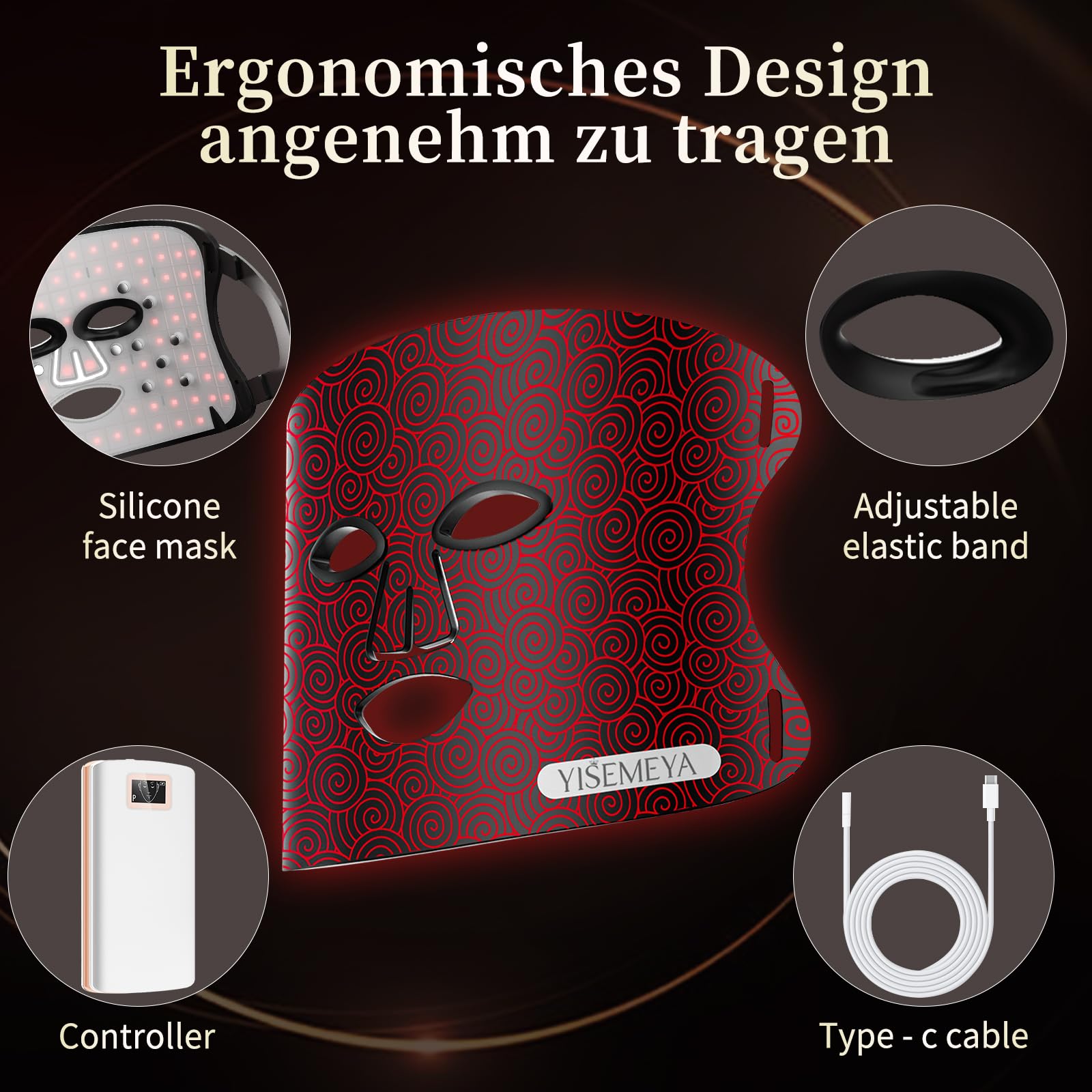EMS - Máscara de belleza con luz LED, 4 colores con luz LED, terapia de silicona, herramienta de belleza para el cuidado de la piel, antienvejecimiento, reafirmante y rejuvenecedor, dispositivos de