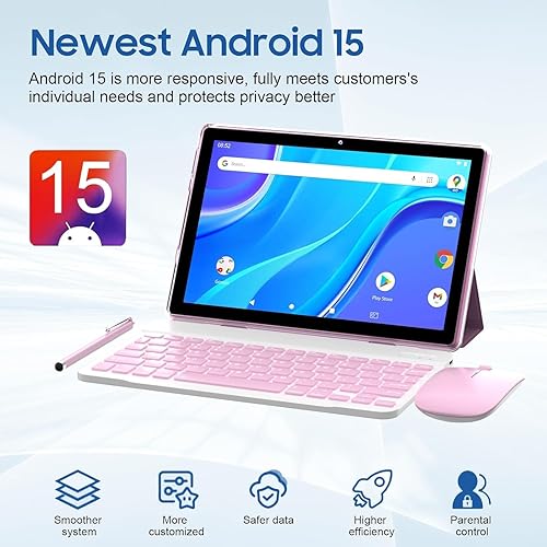 Miniatura 2 de Tableta Android 15, de 10 pulgadas 12GB RAM+64GB ROM 1TB Expansión, procesador Quad-core de 1.8Ghz, cámara de 8MP, batería de 6000mAh, pantalla