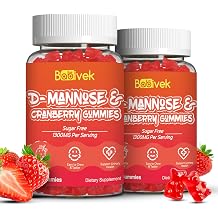 D-Mannose Gummies 1300mg per Serving with Cranberry, Sugar-Free, Vegan, Non-GMO, Gluten-Free, Supports Bladder & Urinary Tract Health, Immune Support, 60 Count, Pack of 2