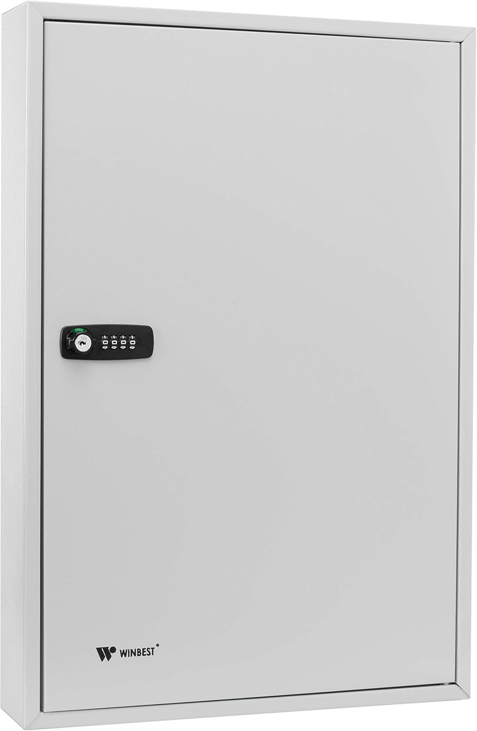 winbest 100 Position Key Lock Box – Wall Mount Steel Key Cabinet with Adjustable Numbered Hooks, Index Log, Colored Key Tags for Home or Office