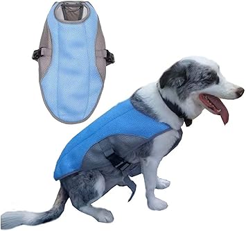 Amazon 在庫処理 クールベスト 犬 冷感犬服 小型 中型 大型犬 ペットクーリングベスト 熱中症対策 ジャケット 四季節通用 着脱簡単 通気性 耐久性 ドッグウェア クール犬用夏服 S ブルー Eleitchtee コート ジャケット 通販