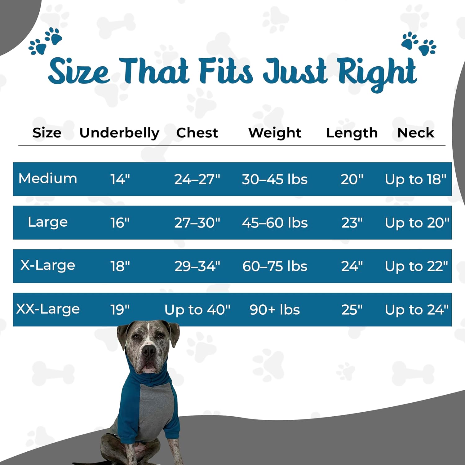 Tooth & Honey Dog Sweater for Large Dogs, Warm Cotton Blend Pullover Dog Clothes for Large Breeds, Soft Dog Sweatshirt Apparel with Turtleneck - Teal & Grey