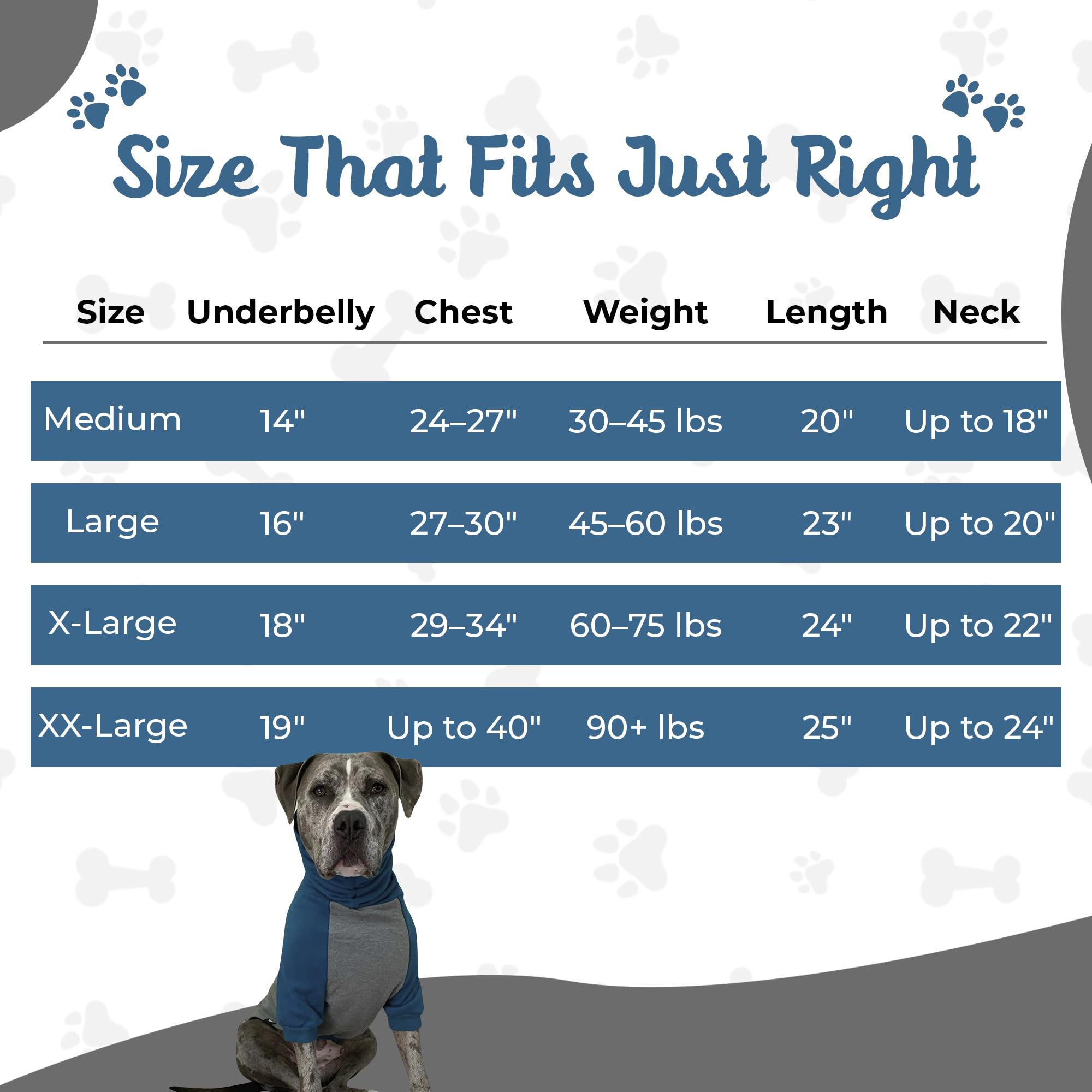 Tooth & Honey Hundepullover, Größe L, M, XL, Blaugrün/Grau
