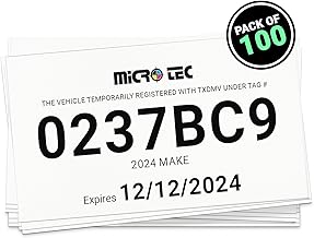 MICRO TEC Temporary Paper License Plate Tags for Car Dealerships - Heavy Duty 8 mil Standard Paper - Plain Blank 11" × 6" Temporary Vehicle Tags for Auto Dealers, Used Car Lots - Pack of 100