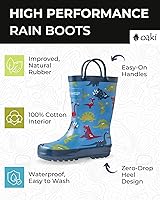 Vista 2 de OAKI Botas de lluvia de goma impermeables para niños con asas fáciles de poner