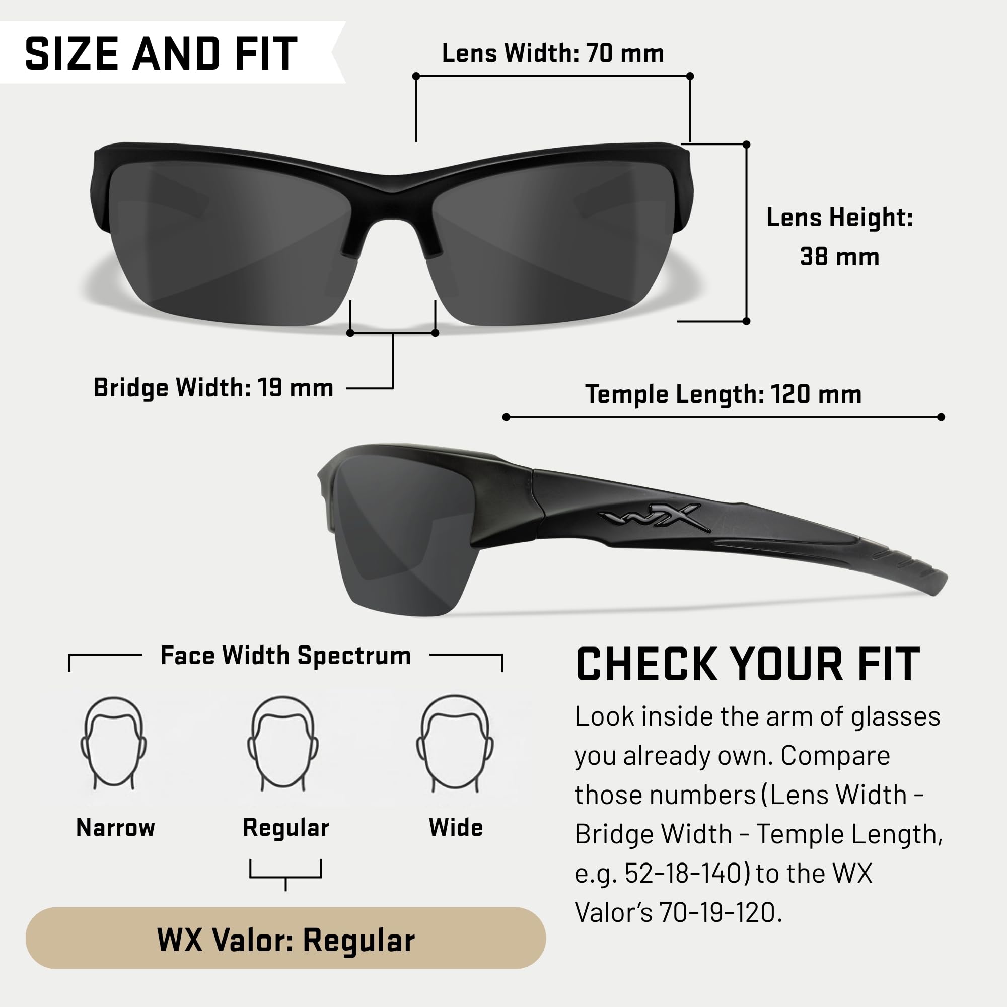 Wiley X Schutzbrille von WX, Unisex, Sonnenbrillen, Wx Valor, Matte Black/Ops Smoke Grey